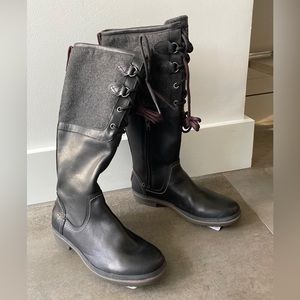 UGG Women's Elsa Waterproof Tall Black Leather boots US Size 7